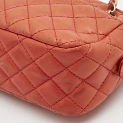 Pre Owned Chanel Orange Quilted Leather Reissue Camera Bag