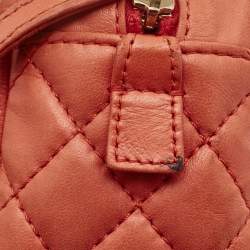 Pre Owned Chanel Orange Quilted Leather Reissue Camera Bag