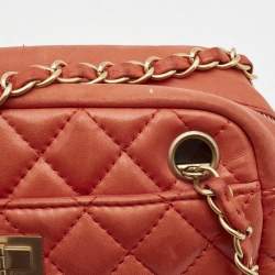 Pre Owned Chanel Orange Quilted Leather Reissue Camera Bag