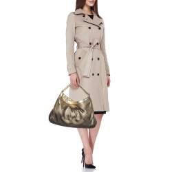 Pre Owned Chanel Ombre Gold Perforated Leather Hollywood CC Hobo