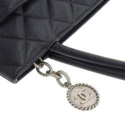 Pre Owned Chanel Black Caviar Leather Medallion Tote Bag