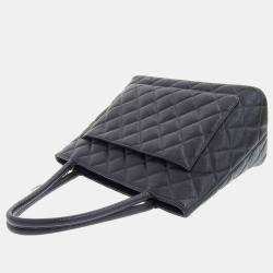 Pre Owned Chanel Black Caviar Leather Medallion Tote Bag