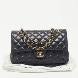 Pre Owned Chanel Black Quilted Leather Medium Classic Double Flap Bag