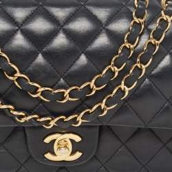 Pre Owned Chanel Black Quilted Leather Medium Classic Double Flap Bag
