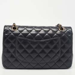 Pre Owned Chanel Black Quilted Leather Medium Classic Double Flap Bag