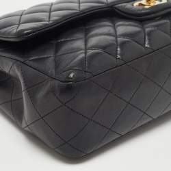Pre Owned Chanel Black Quilted Leather Medium Classic Double Flap Bag
