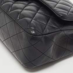 Pre Owned Chanel Black Quilted Leather Medium Classic Double Flap Bag