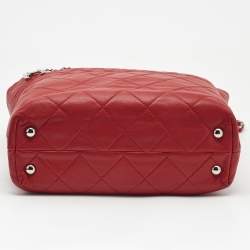 Pre Owned Chanel Red Quilted Leather In-The-Business North South Tote