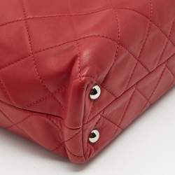 Pre Owned Chanel Red Quilted Leather In-The-Business North South Tote