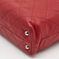 Pre Owned Chanel Red Quilted Leather In-The-Business North South Tote