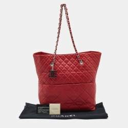 Pre Owned Chanel Red Quilted Leather In-The-Business North South Tote