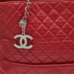 Pre Owned Chanel Red Quilted Leather In-The-Business North South Tote