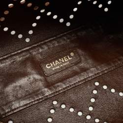 Pre Owned Chanel Brown Perforated Quilted Leather CC Chain Satchel