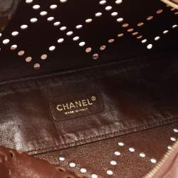 Pre Owned Chanel Brown Perforated Quilted Leather CC Chain Satchel