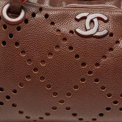 Pre Owned Chanel Brown Perforated Quilted Leather CC Chain Satchel
