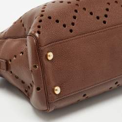 Pre Owned Chanel Brown Perforated Quilted Leather CC Chain Satchel