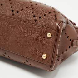Pre Owned Chanel Brown Perforated Quilted Leather CC Chain Satchel
