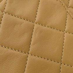 Pre Owned Chanel Beige Lambskin Leather Medium Classic Double Flap Bag