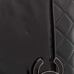 Pre Owned Chanel Black Quilted Patent Leather Double Compartment Flap Bag