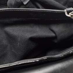 Pre Owned Chanel Black Quilted Patent Leather Double Compartment Flap Bag