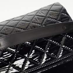 Pre Owned Chanel Black Quilted Patent Leather Double Compartment Flap Bag