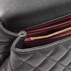 Pre Owned Chanel Black Quilted Caviar Leather Medium Coco Top Handle Bag