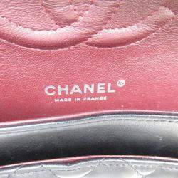 Pre Owned Chanel Black Leather Medium Classic Double Flap Bag