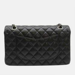 Pre Owned Chanel Black Leather Medium Classic Double Flap Bag