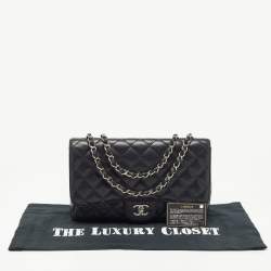 Chanel Black Quilted Caviar Leather Jumbo Classic Single Flap Bag