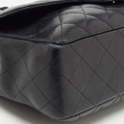 Chanel Black Quilted Caviar Leather Jumbo Classic Single Flap Bag