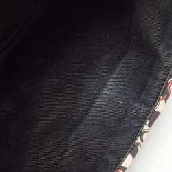 Pre Owned Chanel Black/Red Optic Print Cube Quilted Satin and Leather Medium CC Flap Bag