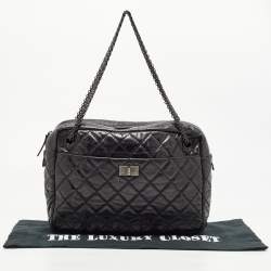 Pre Owned Chanel Black Quilted Calfskin Large Reissue Camera Bag