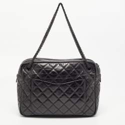 Pre Owned Chanel Black Quilted Calfskin Large Reissue Camera Bag