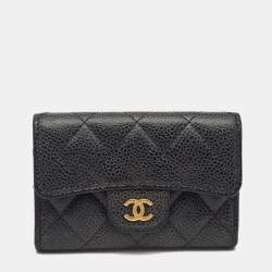 Chanel Black Caviar Leather Classic Flap Card Case