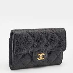 Chanel Black Caviar Leather Classic Flap Card Case