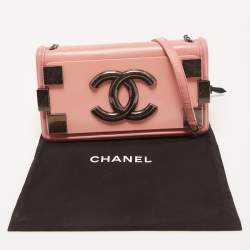 Pre Owned Chanel Pink Plexiglass and Leather Boy Brick Flap Bag