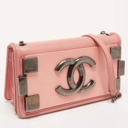 Pre Owned Chanel Pink Plexiglass and Leather Boy Brick Flap Bag