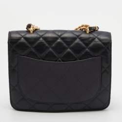 Pre Owned Chanel Black Quilted Leather Flap Chain Top Handle Bag