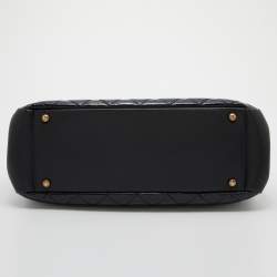 Pre Owned Chanel Black Quilted Patent Leather Double Chain Bag