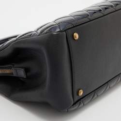 Pre Owned Chanel Black Quilted Patent Leather Double Chain Bag