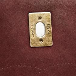 Pre Owned Chanel Burgundy Chevron Leather and Suede Jumbo Surpique Flap Bag