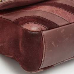Pre Owned Chanel Burgundy Chevron Leather and Suede Jumbo Surpique Flap Bag