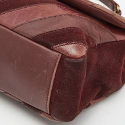 Pre Owned Chanel Burgundy Chevron Leather and Suede Jumbo Surpique Flap Bag