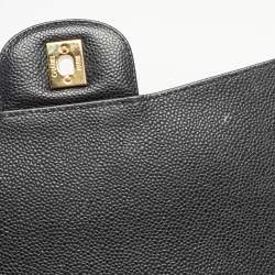 Pre Owned Chanel Black Quilted Caviar Leather Maxi Classic Single Flap Bag