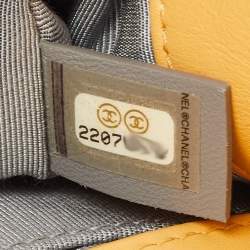 Pre Owned Chanel Yellow Chevron Leather Small Boy Flap Bag