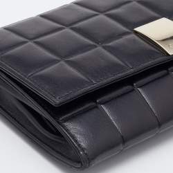 Pre Owned Chanel Black Chocolate Bar Leather Wallet