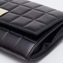 Pre Owned Chanel Black Chocolate Bar Leather Wallet