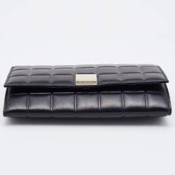 Pre Owned Chanel Black Chocolate Bar Leather Wallet