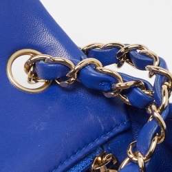 Chanel Blue Chevron Leather Mini Rectangle Classic Single Flap Bag