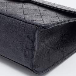 Pre Owned Chanel Black Quilted Caviar Leather Vintage Flap Shoulder Bag